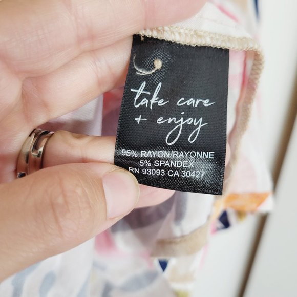 Nic+Zoe Long Sleeve Blouse Shirt Top Multicolor Leaf Print Notch Neck Stretch M - Picture 5 of 10